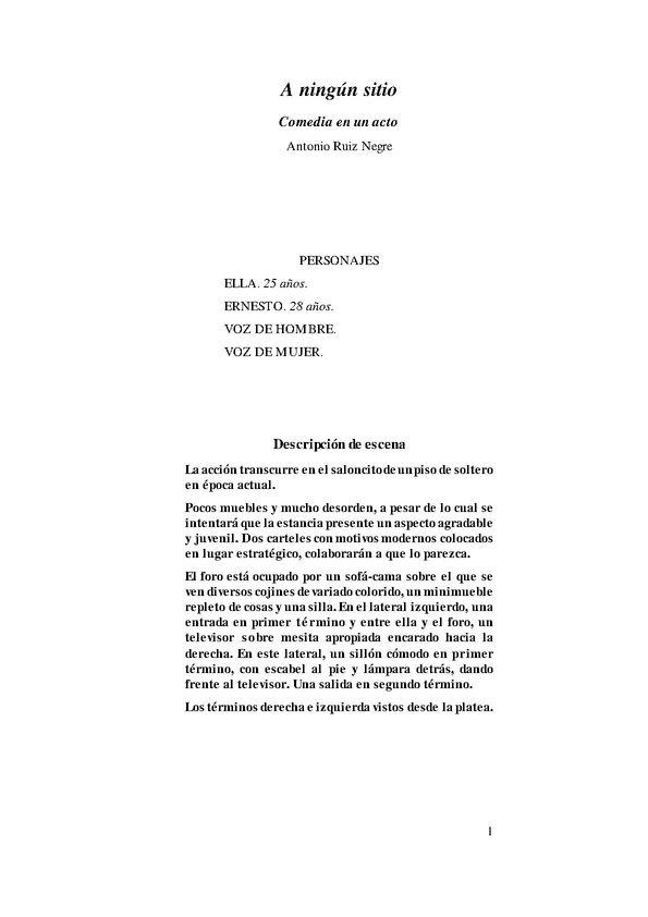 A ningún sitio / Antonio Ruiz Negre | Biblioteca Virtual Miguel de Cervantes
