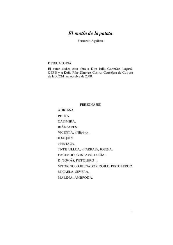 El motín de la Patata / Fernando Aguilera | Biblioteca Virtual Miguel de Cervantes