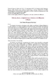 Portada:Música, danza, competiciones e himnos en la Hispania Antigua / José María Blázquez Martínez