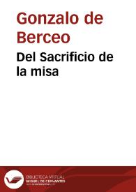 Portada:Del Sacrificio de la misa / Gonzalo de Berceo