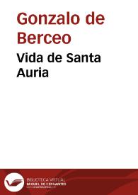 Portada:Vida de Santa Auria / Gonzalo de Berceo