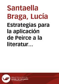 Portada:Estrategias para la aplicación de Peirce a la literatura / Lucía Santaella Braga