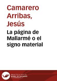 Portada:La página de Mallarmé o el signo material / Jesús Camarero