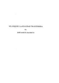 Portada:Velázquez : la realidad trascendida / José Manuel Barbeito