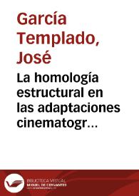 Portada:La homología estructural en las adaptaciones cinematográficas / José García Templado