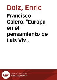Portada:Francisco Calero: \"Europa en el pensamiento de Luis Vives\" (Valencia: Ajuntament, 1997, 163 páginas) / Enric Dolz