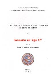 Portada:Documentos del siglo XIV : 2 / edición de Francisco Veas Arteseros