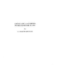 Portada:Crónica de la Academia. Primer semestre de 1994 /  J. J. Martín González