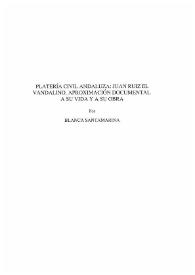 Portada:Platería civil andaluza : Juan Ruiz \"el Vandalino\". Aproximación documental a su vida y a su obra / Blanca Santamarina