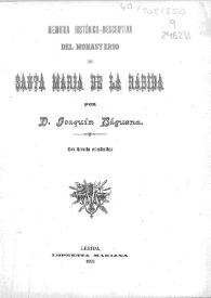Portada:Memoria histórico-descriptiva del Monasterio de la Rábida / por Joaquín Báguena