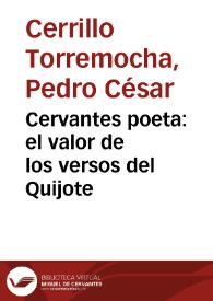 Portada:Cervantes poeta: el valor de los versos del Quijote / Pedro C. Cerrillo Torremocha