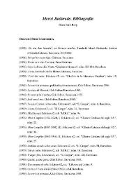 Mercè Rodoreda. Bibliografía / Diana Sanz Roig | Biblioteca Virtual Miguel de Cervantes