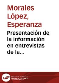 Portada:Presentación de la información en entrevistas de la radio pública española / Esperanza Morales López