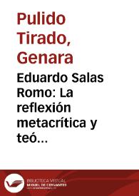 Portada:Eduardo Salas Romo: La reflexión metacrítica y teórico literaria en el siglo XX. Aproximaciones / Genara Pulido Tirado