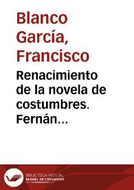 Portada:Renacimiento de la novela de costumbres. Fernán Caballero / Francisco Blanco García