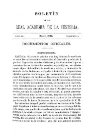 Portada:Documentos oficiales. Boletín de la Real Academia de la Historia. Tomo 40. Enero (1902). Cuaderno I