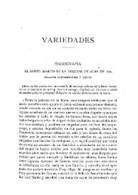 Portada:Hagiografía. El santo asalto de la Duquesa de Alba en 1603 : Relación contemporánea e inédita / F. F.
