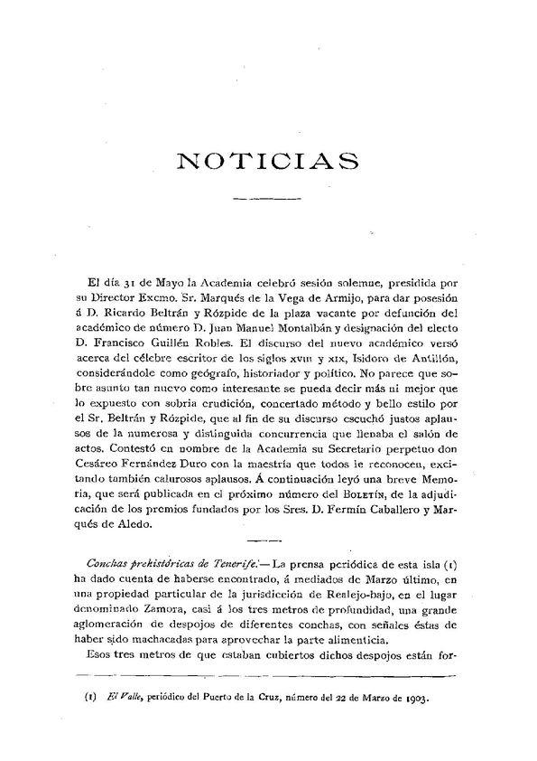Noticias. Boletín de la Real Academia de la Historia, tomo 42 (junio 1903). Cuaderno VI / F. F. y A. R. V. | Biblioteca Virtual Miguel de Cervantes