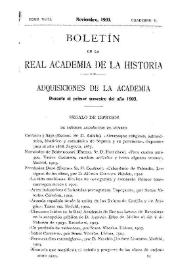 Portada:Adquisiciones de la Academia durante el primer semestre del año 1903