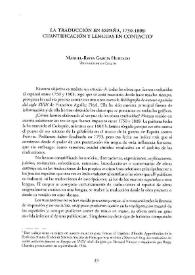 Portada:La traducción en España, 1750-1808: cuantificación y lenguas en contacto / Manuel-Reyes García Hurtado