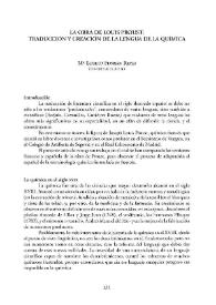 Portada:La obra de Louis Proust: traducción y creación de la lengua de la química / M.ª Loreto Florián Reyes