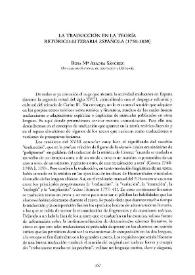 Portada:La traducción en la teoría retórico-literaria española (1750-1830) / Rosa M.ª Aradra Sánchez