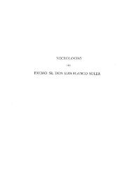 Portada:Necrologías del Excmo. Sr. Don Luis Blanco Soler / Enrique Pardo Canalís [et al.]