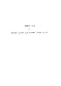Portada:Necrologías del Excmo. Sr. Don Carlos Fernández Casado / Federico Sopeña Ibáñez [et al.]