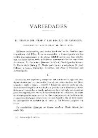 Portada:El templo del Pilar y San Braulio de Zaragoza : documentos anteriores al siglo XVI / Fidel Fita