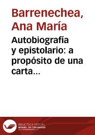 Portada:Autobiografía y epistolario: a propósito de una carta de Sarmiento a Frías / Ana María Barrenechea