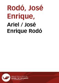 Portada:Ariel / José Enrique Rodó