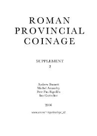 Roman Provincial Coinage. Supplement 2 / Andrew Burnett [et al.] | Biblioteca Virtual Miguel de Cervantes