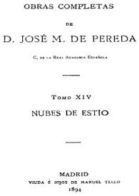 Portada:Nubes de estío / D. José M. de Pereda