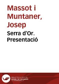 Portada:Serra d'Or. Presentació / Josep Massot i Muntaner
