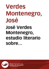 Portada:José Verdes Montenegro, estudio literario sobre Campoamor