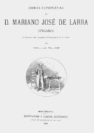 Portada:Un desafío : drama en tres actos y en prosa / D.Mariano José de Larra (Fígaro); ilustradas con grabados intercalados en el texto por Don J.Luis Pellicer