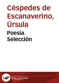Portada:Poesía. Selección / Ursula Céspedes de Escanaverino