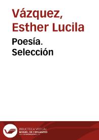 Portada:Poesía. Selección / Esther Lucila Vázquez