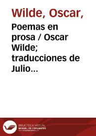 Portada:Poemas en prosa / Oscar Wilde; traducciones de Julio Gómez de la Serna y E.P. Garduño