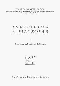 Invitación a filosofar / Juan David García Bacca | Biblioteca Virtual Miguel de Cervantes