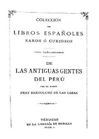 Portada:De las antiguas gentes del Perú / Bartolomé de las Casas