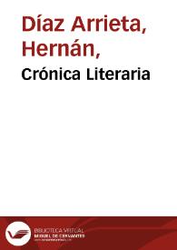 Crónica Literaria / Alone | Biblioteca Virtual Miguel de Cervantes