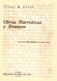 Portada:Obras narrativas y ensayos / Víctor M. Llona; estudio preliminar Estuardo Núñez