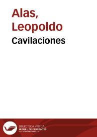 Portada:Cavilaciones / Leopoldo Alas