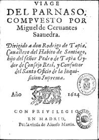 Viage del Parnaso / Miguel de Cervantes Saavedra; edición publicada por Rodolfo Schevill y Adolfo Bonilla | Biblioteca Virtual Miguel de Cervantes