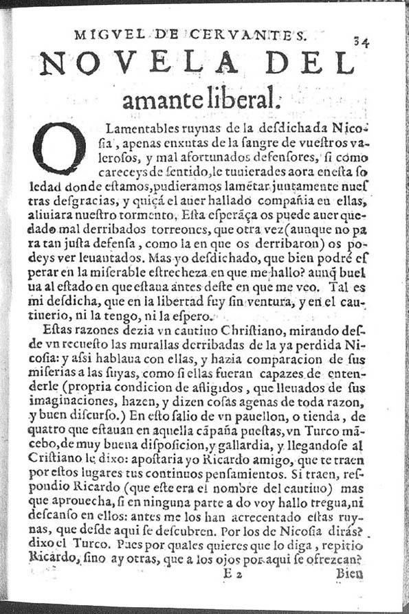 El amante liberal / de Miguel de Ceruantes Saauedra | Biblioteca Virtual Miguel de Cervantes