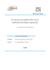 Portada:La internacionalización de la industria hotelera española / Ana Belén Ramón Rodríguez