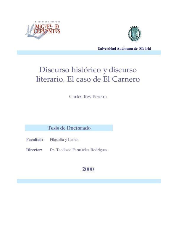 Discurso histórico y discurso literario. El caso de El Carnero / Carlos Rey Pereira | Biblioteca Virtual Miguel de Cervantes