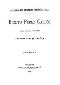 Portada:Benito Pérez Galdós : estudio crítico-biográfico / por Leopoldo Alas (Clarín)