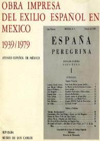 Portada:Obra impresa del exilio español en México, 1939/1979 : Catálogo de la exposición presentada por el Ateneo Español de México : INBAD/SEP Museo de San Carlos del 13 al 24 de noviembre de 1979